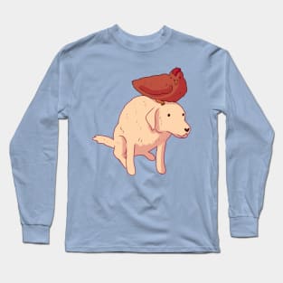 Labrador and chicken friends Long Sleeve T-Shirt